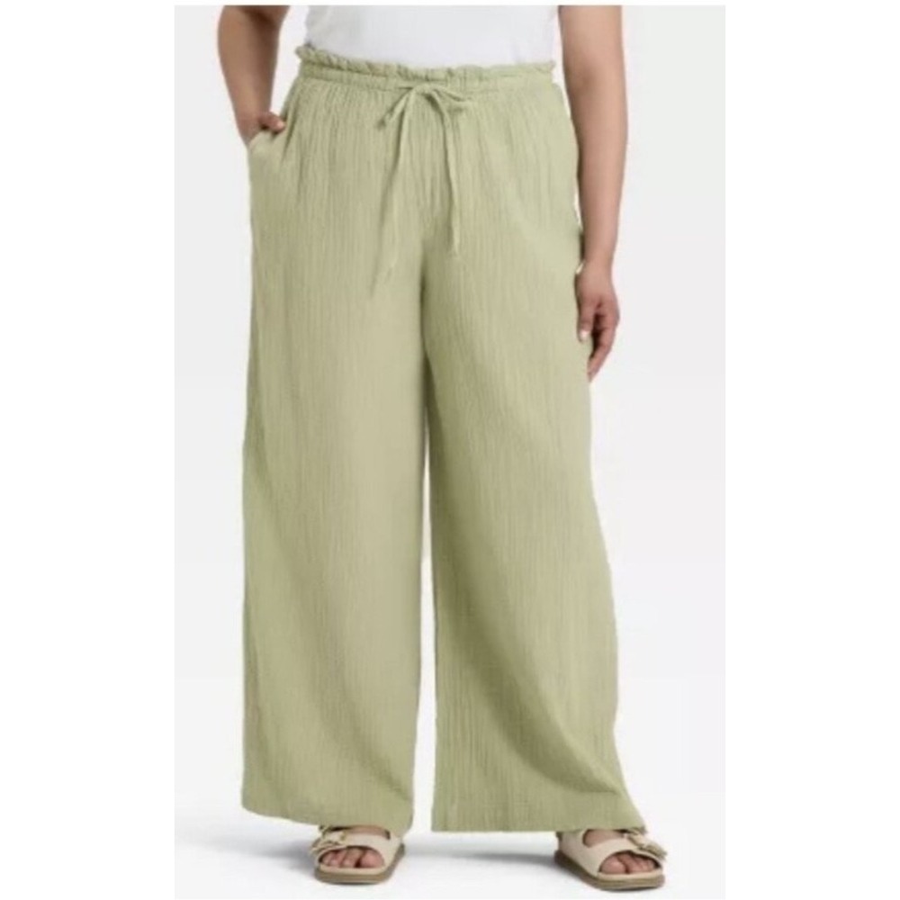 Universal Thread Women's Large High-Rise Wide Leg Pull-On Pants Green size Small